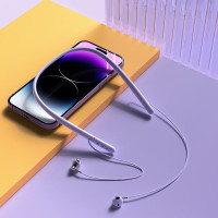 沃品(WOPOW)耳机蓝牙5.3颈挂式立体声便携续航时间长适用于运动音乐看剧BT33 紫色f