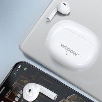 沃品(WOPOW)蓝牙耳机无线HIFI音质发烧级入门降噪防水续航时间长半入耳音乐运动适用于苹果华为小米安卓TWS09 白