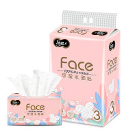 洁柔(C&S)抽纸face3层100抽 无香压花可湿水抽纸餐巾纸宝宝可用面巾纸 1提4包 f