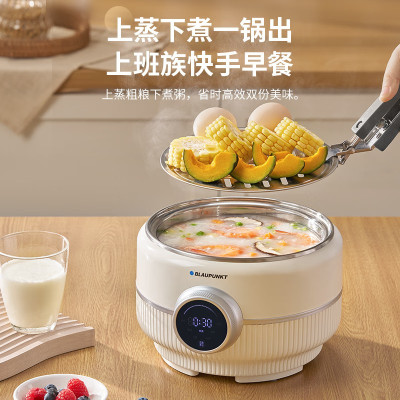 蓝宝(BLAUPUNKT)不锈钢电蒸锅电煮锅家用电火锅多功能一锅多用料理锅小火锅电热锅多用途蒸煮一体锅 f