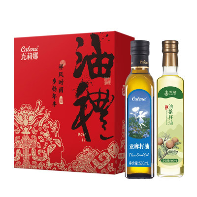 克莉娜食用油组合装500ML*2礼盒 亚麻籽油+茶籽油