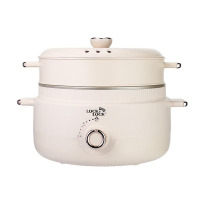 locknlock乐扣乐扣双层大容量分体式可拆洗电火锅多用途锅4L不粘材质EJP1357WHT 白色