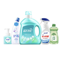 蓝月亮除菌厨卫清洁五件套 橙花除菌洗衣液+绿茶洗洁精+罗兰洁厕液+强力型油污克星+鲜果薄荷泡沫洗 3.755kg