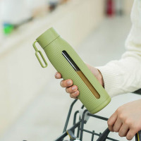 乐扣乐扣(locknlock)家用品塑玻杯绿350mL 耐热玻璃塑玻双层防烫隔热密封防漏玻璃杯便携 LLG595GRN