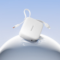 沃品二合一AC插头带线快充移动电源充电宝LQ20 白色 10000毫安充电宝可上飞机