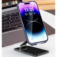 沃品WOPOW 桌面支架可折叠防滑360度旋转直播看剧学习便携适用于手机平板VB21 黑色