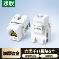绿联六类千兆网络模块 CAT6网络信息面板 RJ45电脑网线插座连接头直通头5pcs/包 80179