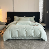 悠梦嘉居全棉长绒棉磨毛刺绣四件套床单款200*230CM(需备注颜色:碧水绿/中性灰)YJ-14569