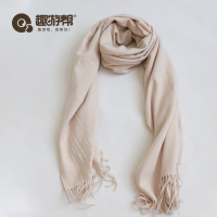 趣游帮 米黄色加厚仿羊绒保暖围巾(S-5002)