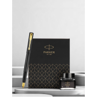 派克(PARKER)钢笔威雅XL经典黑金夹墨水笔+小墨水礼盒