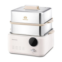 大宇(DAEWOO)12L家用多功能电蒸锅大容量双层不锈钢蒸炖可预约保温蒸锅 DYZL-12L35 流苏白