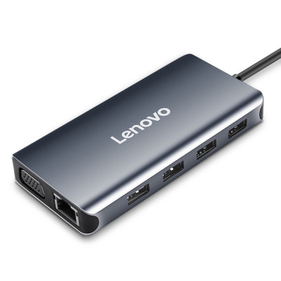 联想 lenovo Type-C扩展坞 USB-C转HDMI/VGA转接头网线接口转换器苹果电脑拓展坞