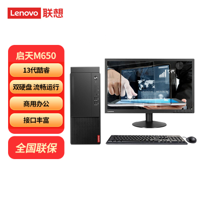 联想Lenovo启天M650台式电脑 I7-13700 16G 1T+256GSSD WIN11+21.5英寸显示器