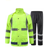 苏识 S-S103 防寒安全反光雨衣套装 荧光绿上衣+黑裤子(套)