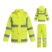 苏识 S036 男女分体透气雨衣套装 荧光黄(套)