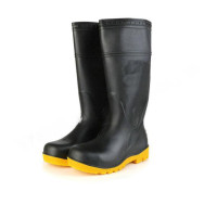 苏识 PVC特种劳保防砸防刺穿高筒安全靴 黑色黄底(双 )