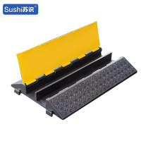 苏识 1430041橡胶人字形线槽减速带 1000×350×70mm 黑黄色 约12kg(个)