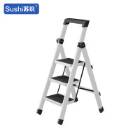 苏识 多功能便携折叠脚踏梯 展开高度1.4m 五步梯 白色(个)