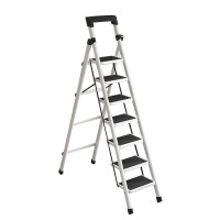 苏识 多功能便携折叠脚踏梯 展开高度1.8m 七步梯 白色(个)
