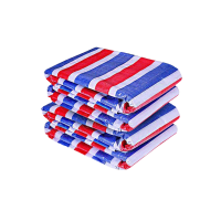 苏识 双层覆膜彩条挡雨布50×6m蓝红白三色条纹 120±5g/m²(张)
