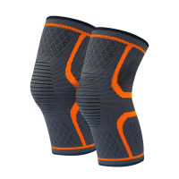 苏识 硅胶防滑加压运动护膝 SS-XK-HX114 L码 灰橙色 副
