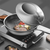 康巴赫(KBH) 诺曼蜂窝304不锈钢炒锅不粘锅32cm家用煎锅电磁炉明火通用 单个装