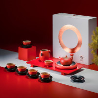 万仟堂(EDENUS) 鸿运当头·成套茶具 中国红茶具 开门红茶具 朱漆釉 单套价