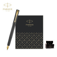 派克(PARKER) 钢笔 签字墨水笔 威雅XL经典黑金夹墨水笔+深灰迷你墨水套盒 黑色 jh
