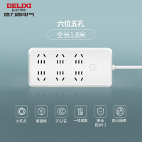 德力西(DELIXI)插座 国标接线板插线板多功能插头加粗线转换器小红点电源插座 六位五孔总控1.8米