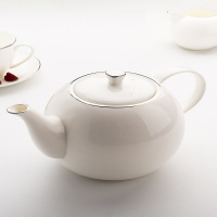 盛歌 下午茶壶描白金骨瓷创意咖啡壶 家用速溶咖啡冲泡壶