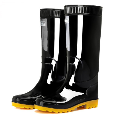 火车头 雨鞋男士款时尚雨靴户外防水不易滑耐磨HL807高筒黑色42码