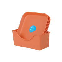 博堡(BOBER) BDY-D901-5A 多用零食盘组合套装 方形多用盘*4+沥水架*1 颜色随机 橙蓝两色