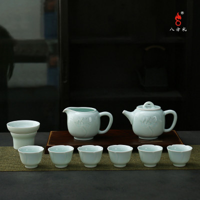 八方礼一路莲升10入茶具 组 合:1茶壶1茶海1茶漏1茶托6茶杯 BFL2022-15