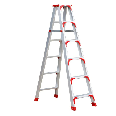 链工 折叠梯子双侧梯工程梯 2米高红加厚加固款 载重100kg 梯子高度2000mm 工作高度1900mm
