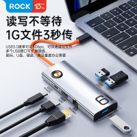 ROCK Type-C RCB-0890 扩展坞USB-C转HDMI转接头4K投屏千兆网口分线器电脑转换器Mac