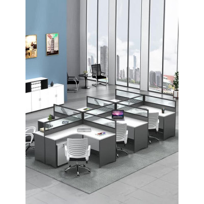 豫恒玖 职员办公桌椅组合简约现代屏风工位 7字形单人位(含活动柜)