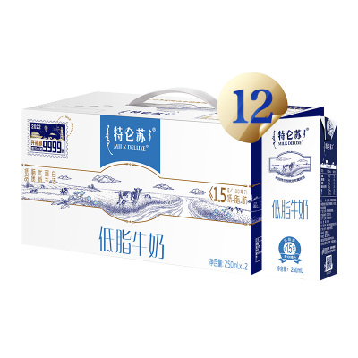 蒙牛(MENGNIU) 特仑苏低脂牛奶 250ml*12