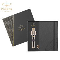 派克(PARKER) IM纯黑丽雅金夹宝珠笔+笔记本套盒 圆珠笔签字笔 商务办公