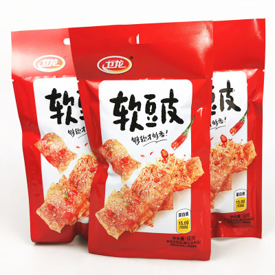 卫龙(WEI LONG) 软豆皮 小零食休闲食品小吃 60g*10包