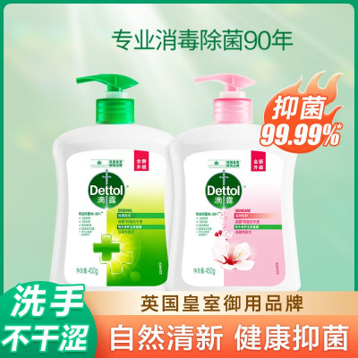 滴露(Dettol) 抑菌洗手液滋润倍护450克+经典松木450克 (两支装)