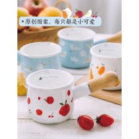 树可森林迷你小奶锅搪瓷小锅家用电磁炉珐琅锅宝宝辅食热牛奶10cm