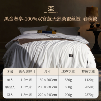 网易严选 黑金奢享-A类双宫茧天然桑蚕丝被 黑金轻奢-春秋被2.0*2.3m(填充800g)全棉A类抗菌桑蚕丝