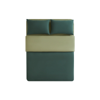 网易严选 A类天竺棉全棉针织拼色四件套 墨绿色-新1.5m床(四件套)适用2m*2.3m被芯床笠款