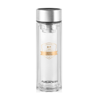 富光(FUGUANG) 宜双层玻璃杯 茶水分离杯子 隔热防烫茶杯高颜值便携 G2217-sh-330黑色