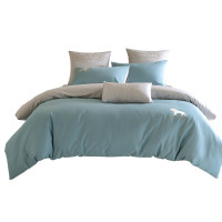 伊伊爱 TJ0KL02302092 简约长绒棉刺绣四件套 220*240cm 梦蓝银灰