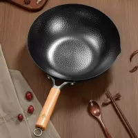 网易严选 中华铁锅系列 中华精铁锤纹爆炒锅 φ32cm-带盖带副把手
