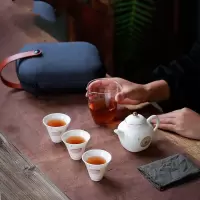 苏氏陶瓷(SUSHI CERAMICS) 中国白旅行茶具套装羊脂玉便携式功夫茶具 禅茶一味-旅行装