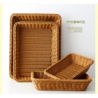 拓牌 仿藤篮 收纳篮 面包篮 藤编水果篮 超市酒店 展示篮50*40*8 茶色