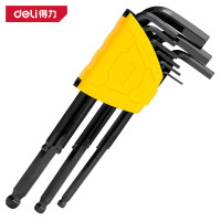 得力(deli) DL232209H 发黑加长球头内六角扳手组套 9件套