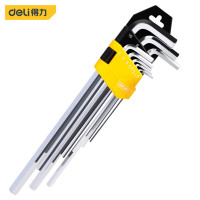 得力(deli) DL2179 专业级镜面特长平头内六角组套铬钒钢 9件套